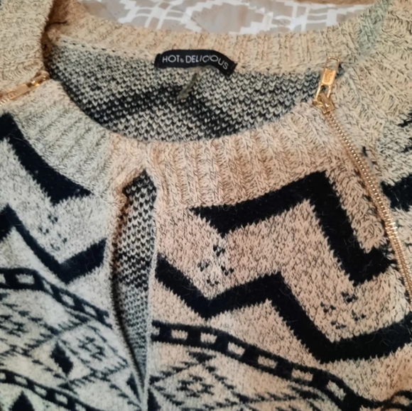 Long cardigan duster Aztec sz M pale grey & black - Picture 4 of 5